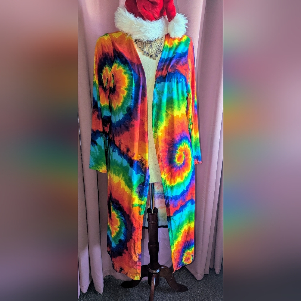 ROUGE COLLECTION Vibrant Tie-Dye Women's Duster/Kimino 3x